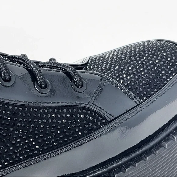 NWT Azura Livewire Patent Black Rhinestone Platform Bootie Combat Moto Size 9 - Picture 5 of 15